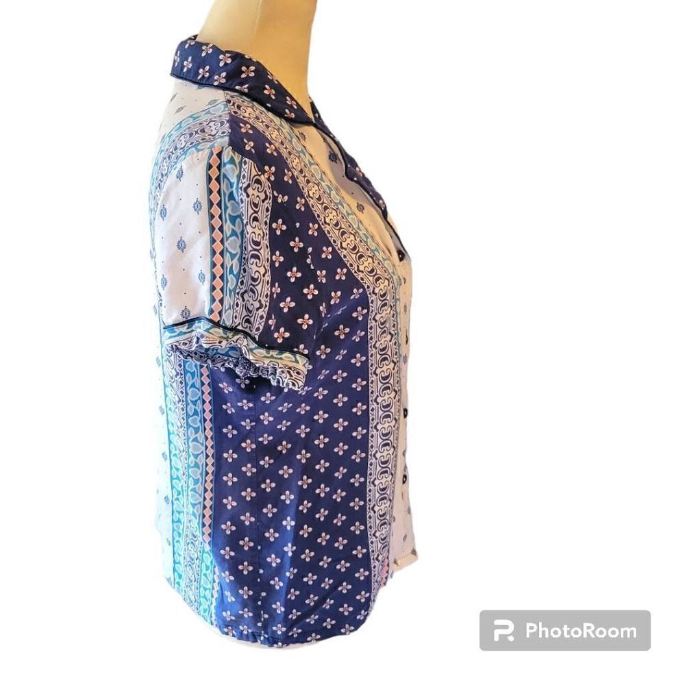 In Bloom Boho Short Sleeve Knit Top Size Large - Picture 2 of 6